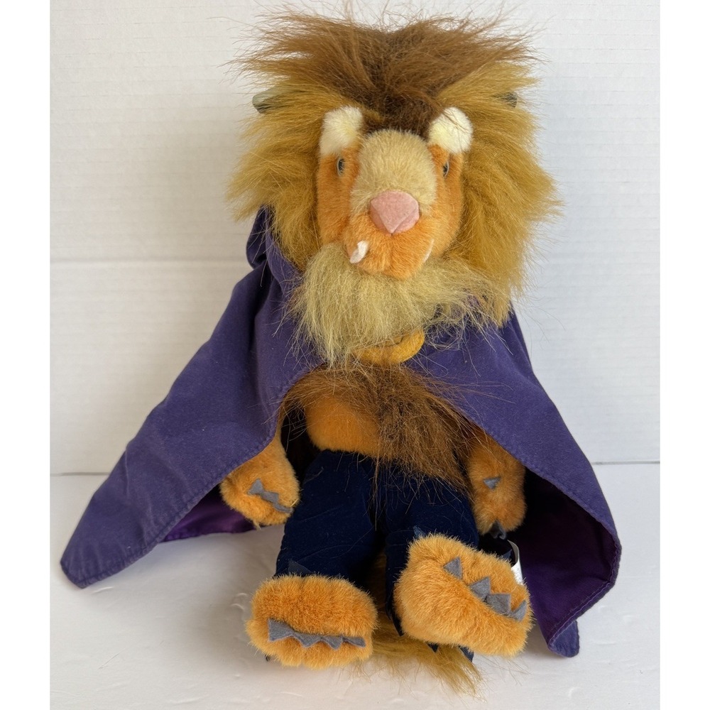 VTG Disney Store Beauty and the Beast Stuffed Plush The Beast Purple Cloak Cape